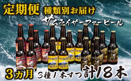 定期便 3ヶ月 地ビール 瓶 計 18本 3種 1本ずつ 種類別お届け 父の日 ギフト 