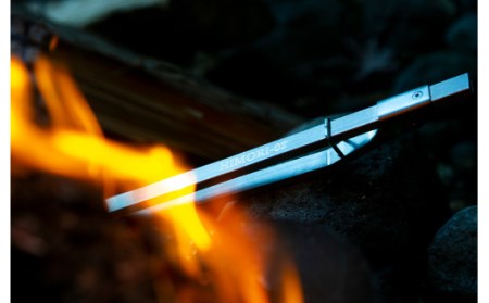 キャンプ用品 アウトドア 火ばさみ 薪バサミ 火吹き ステンレス製 グランピング　たき火　焚火