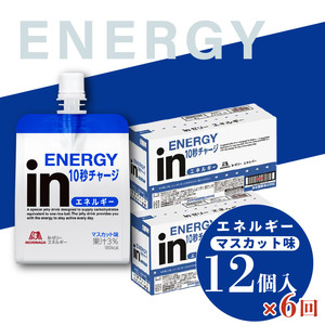 定期便 6回 inゼリー エネルギー 12個入り マスカット 味 180g×12個×6回 インゼリー ゼリー飲料 ゼリー まとめ買い 森永製菓 森永 栄養補給 エネルギー 10秒チャージ スポーツ 飲むゼリー 小腹 非常食 杉山 常温保存 手軽 三島市 静岡県