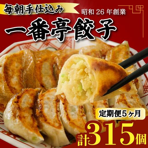 定期便 5ヶ月 冷凍餃子 63個 21個入り× 3箱 手仕込み 老舗 一番亭 モチモチ 皮 野菜 たっぷり 豚肉 満足感 晩ごはん 家族 お裾分け 子ども 弁当 惣菜 お取り寄せ 家庭用 餃子セット 冷凍食品 中華 三島市 静岡県