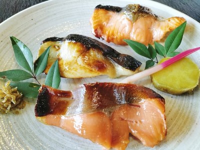 0014-72-01 西京漬け 彩り3種4切入り（富士山サーモン・銀鱈・サーモン）