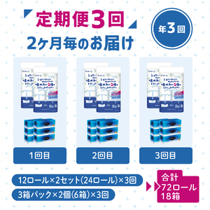 定期便 エリエール トイレットペーパー 3回 隔月 72ロール