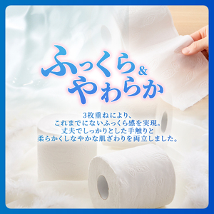 トイレットペーパー 花束 「ふっくら＆やわらか」 トリプル 48ロール (12R×4パック) 贅沢3枚重ね 柔らか 吸水性 しっかり厚手 シャワートイレ リーフ柄 日用品 消耗品 生活用品 防災 備蓄 富士市 [sf002-330]