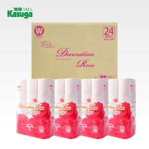 トイレットペーパー デコレーションローズ ピンク 96ロール (24R×4パック) ダブル ふんわり感 吸水性 古紙 大容量 まとめ買い 備蓄 防災 日用品 消耗品 柄・色付き 香り付 96個 富士市 [sf023-026]