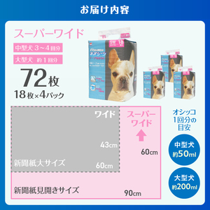 ネオシーツGX+ずれ防止テープ付き スーパーワイド(計72枚) ペットシーツ 中厚型 すばやく吸収 オシッコ 壁 床 貼り付け可能 汚れ いたずら防止 ペット 犬 猫 消耗品 日用品 静岡県 富士市 [sf002-306]