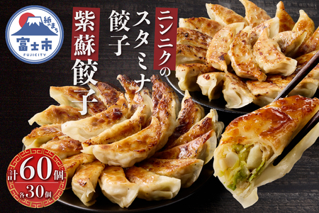紫蘇餃子 スタミナ餃子 各30個(計60個) セット ギョーザ しそ ニンニク おかず おつまみ 食べ比べ 特製 中華 食品 冷凍発送 富士市 [sf001-224]