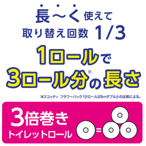 スコッティ フラワーパック トイレットペーパー ダブル 3倍巻き 12ロール×4パック 計48ロール 芳香 くつろぎの花の香り エンボス加工 ふんわりキープ長巻製法 取替の手間軽減 日用品 備蓄 ローリングストック 消耗品 生活用品 富士市 [sf087-006]