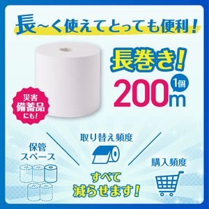 200m長巻き芯なしトイレットペーパー「エコロジー」96個 省スペース コンパクト 非常用 日用品 備蓄 防災(a1131) 