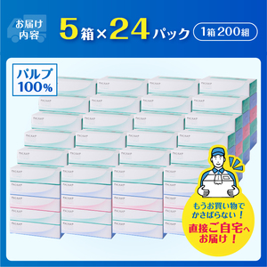 ボックスティッシュ 「スリムパルナップ」 120箱 (5箱×24パック) (200組 400枚) パルプ100％ 富士山 天然水使用 ティッシュペーパー 箱ティッシュ やわらか 大容量 まとめ買い 防災 備蓄 日用品 消耗品 生活用品 富士市 [sf002-035]