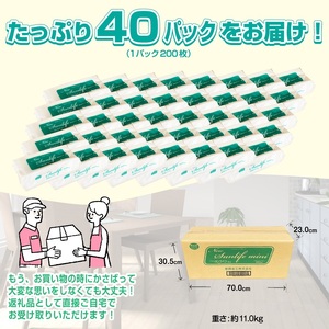 ペーパータオル ニューサンライフミニ エコノミーサイズ 200枚×40パック 厚み十分 ハンドタオル 再生紙100％ SDGs 生活用品 消耗品 新興加工 静岡県 富士市 日用品 [sf002-179]