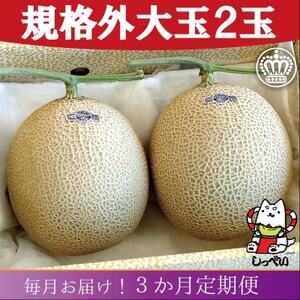【毎月定期便】【規格外BIGサイズ!】クラウンメロン規格外大玉1.7　2玉詰 全3回_メロン 大玉 定期便_【配送不可地域：離島・北海道・沖縄県】【4051463】
