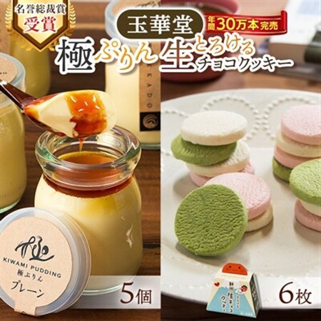 【名誉総裁賞受賞】とろける玉華堂の極ぷりん5個ととろける生チョコクッキー6枚セット_菓子・スイーツ チョコレート    菓子・スイーツ クッキー    菓子・スイーツ プリン  _【配送不可地域：離島・北海道・沖縄県・東北・中国・四国・九州】【1560981】