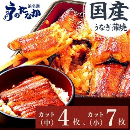 浜名湖・うなぎのたなかのふっくら柔らか♪国産うなぎカット蒲焼(中)4枚(小)7枚※合計745g程度_鰻 国産 ギフト_【配送不可地域：離島】【1417650】