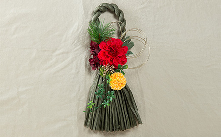 年中飾れるお正月しめ縄飾り(アートフラワー)B_花・観葉植物 造花・プリザーブドフラワー 花 _【1418580】