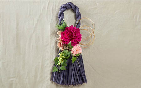 年中飾れるお正月しめ縄飾り(アートフラワー)B_花・観葉植物 造花・プリザーブドフラワー 花 _【1418580】