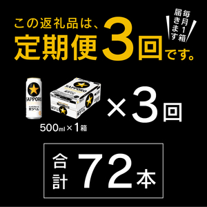 T0006-2003　【定期便3回】黒ラベルビール 500ml×1箱(24缶)【定期便】