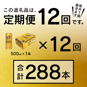 T0005-2112　【定期便12回】エビスビール500ml×1箱(24缶)【定期便】