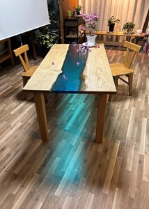テーブル レジンテーブル  WOOD RIVER TABLE  栗の木
