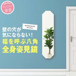 壁掛け ミラー かがみのカタチ 姿見八角 インテリア 壁掛けミラー