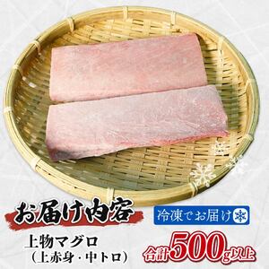 上物マグロ 天然2種 500g以上 まぐろ【oo-001】