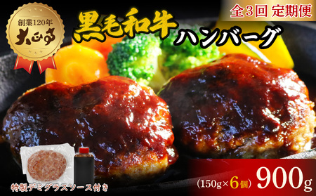 【全3回定期便】ハンバーグ 国産 和牛 900g 150g × 6個入り