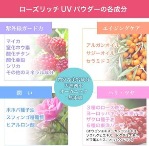 ファンデーション ローズリッチUVパウダー 6g 化粧品 コスメ ファンデ スキンケア オーガニック 美容 パウダー UVカット ブルーライト 紫外線 花粉 対策 保湿 乾燥肌 ブルークレールオーガニクス 静岡県 藤枝市