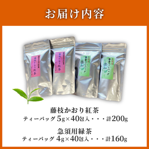 訳あり 紅茶 藤枝かおり 緑茶 計 80包 セット 和紅茶 ティーバッグ お茶