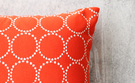 ミニクッション 長方形 タンバリン生地 オレンジ ミニクッション