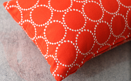 ミニクッション 長方形 タンバリン生地 オレンジ ミニクッション