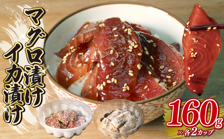 まぐろ 漬け イカ 漬け 約160g×各2カップ 詰め合わせ 計 320g 冷凍