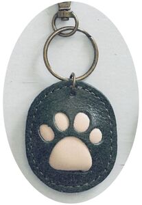 本革 にく球キーホルダー PUNI 1個 グリーン 肉球