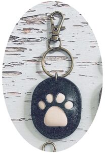 本革 にく球キーホルダー PUNI 1個 ブラック 肉球