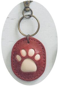 本革 にく球キーホルダー PUNI 1個 レッド 肉球 キーホルダー