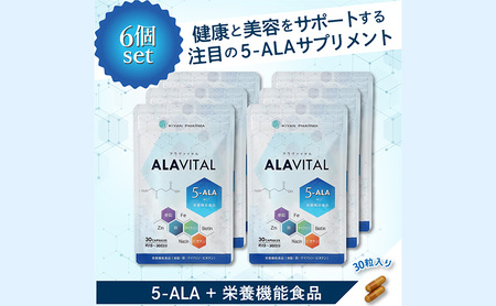 アラヴァイタル（5-ALAサプリメント）30粒入り おまとめ6個セット 健康食品 アミノ酸 健康 ヘルシー  美容 人気 厳選  袋井市 加工食品 天然アミノ酸 亜鉛 鉄 ナイアシン ビオチン 栄養補給食品