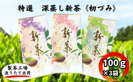 【2024年5月初旬より順次発送】特選　深蒸し新茶《初づみ》（100ｇ×3袋）