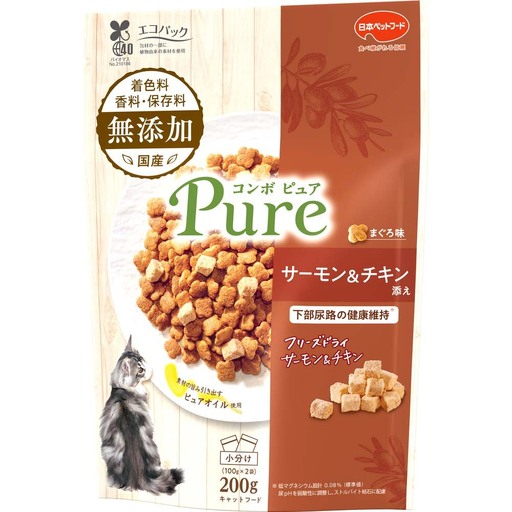 コンボ ピュア キャット まぐろ味・サーモン＆チキン添え 200g ｘ12(ケース単位) キャットフード