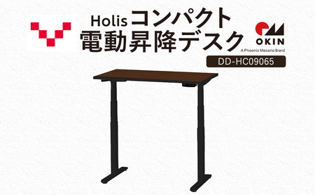 Holis コンパクト電動昇降デスク DD-HC09065-DB 机 デスク リモートワーク 在宅 テレワーク パソコンデスク 電動 昇降 ワークデスク 収納 書斎 静岡 袋井市