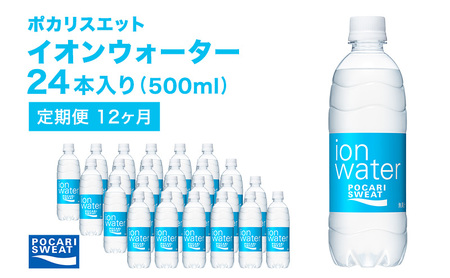 イオンウォーター 定期便 12ヶ月 500ml 24本 大塚製薬 ポカリスエット ポカリ スポーツドリンク イオン飲料 スポーツ トレーニング アウトドア 熱中症対策 健康 12回