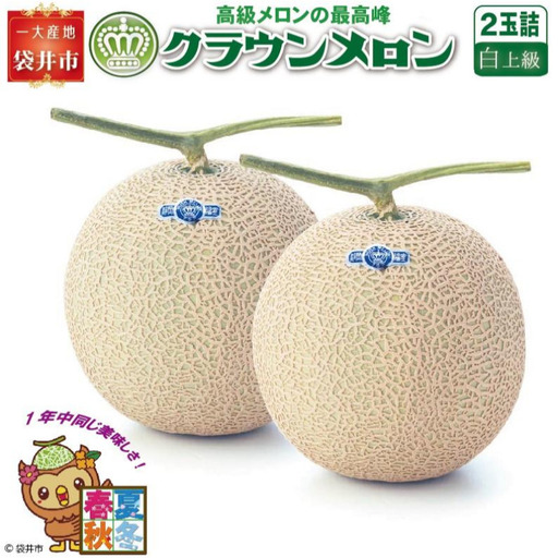 ★発送月選択できる返礼品★ 『クラウンメロン（白上級）2玉』  メロン 人気 厳選 ギフト 贈り物 デザート グルメ 袋井市 果物 フルーツ メロン青肉 食後 おやつ  2026年7月発送