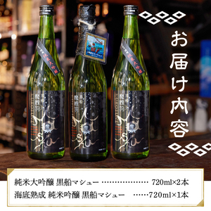 海底熟成　下田地酒 純米吟醸と純米大吟醸3本呑みくらべセット（熟成黒船マシュー 720ml×1・純米大吟醸黒船マシュー720ml×2）