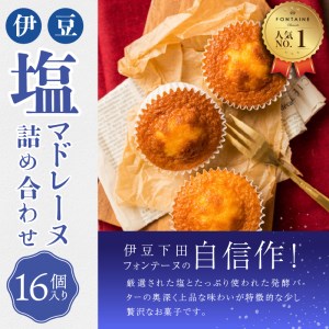 伊豆塩マドレーヌ詰合せ（16個入）[焼き菓子 マドレーヌ 塩 発酵バター 焼き菓子 16個 詰め合わせ お菓子 ギフト フォンテーヌ 伊豆 下田]