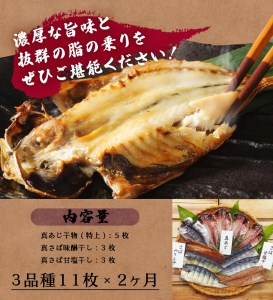 【小木曽商店】 干物詰合せ【Aセット】　定期便　2ヶ月 2回