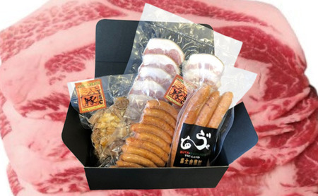 富士金華　豚しゃぶしゃぶ用もも肉薄切り1kg＋バラエティセット お肉 ソーセージ 