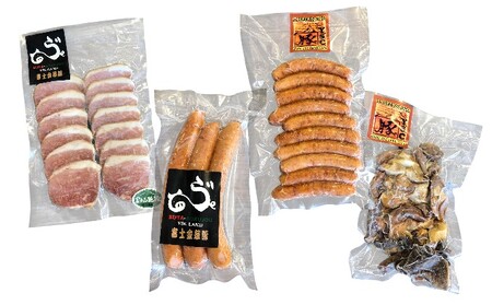 富士金華　豚しゃぶしゃぶ用もも肉薄切り1kg＋バラエティセット お肉 ソーセージ 