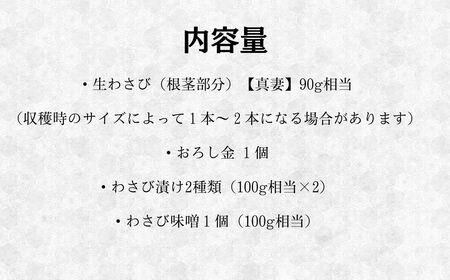 伊豆本格生わさび「真妻」堪能セット　012-005　（ワサビ 山葵 わさび生産地 わさび生産量全国１位  わさび最高級品種 新鮮わさび 生わさび わさび漬 わさび味噌 本格生わさび）