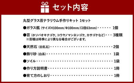 【手づくりキット】 丸型グラス 苔テラリウム 【インテリア】 説明書 付き 植物 テラリウム 苔テラリウム 苔 こけ コケ 手作り ハンドメイド セット
