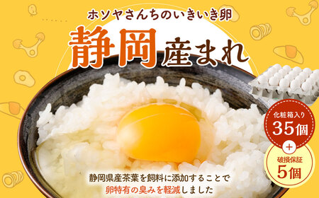 「 ホソヤさんちのいきいき卵 」静岡産まれ 40個 （ 割れ補償 5個含む ） セット ｜化粧箱入 たまご 卵 玉子 生卵 静岡 国産