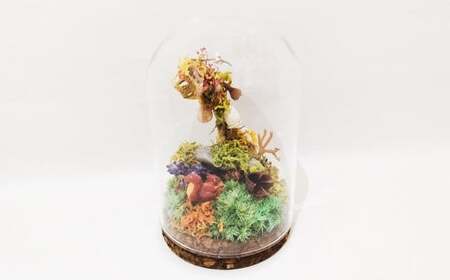 【さとリウムR】プリザーブド加工のテラリウム メルヘン（リス） 1セット｜ テラリウム ガラスドーム 苔 こけ コケ 植物 鑑賞用 インテリア 水やり不要