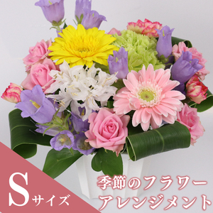 季節のお花をお届け!フラワーアレンジメント Sサイズ 花 母の日 父の日 カーネーション ガーベラ かわいい 静岡県 牧之原市 雑貨 花束 贈答品 ギフト 感謝