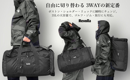 【ブラック】【撥水/大容量】3WAYスクエアボストンリュック REVOLLA